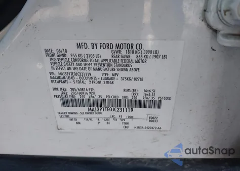 2018 Ford Ecosport Se from USA, damaged, VIN MAJ3P1TE0JC231119